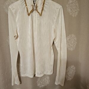 Elegant Cream Top with Gold Accents